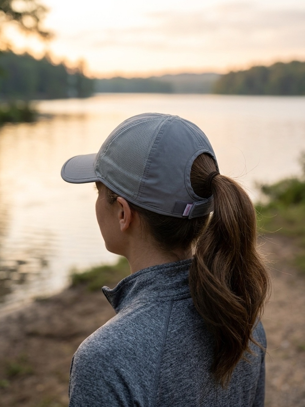 Ponyflo Gray Ponytail Baseball Cap NWT Lightweight Breathable